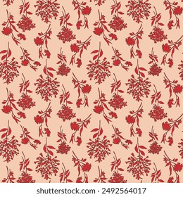 Granate, patrón floral sin costuras, ornamento, textil, frutas, verano, gráficos de Vector Hojas que caen en patrón de invierno sobre fondo de piel