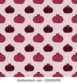Garnet seamless pattern - pomegranates vector texture