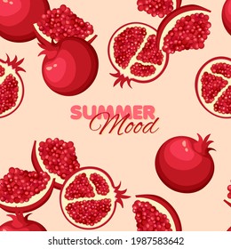 Garnet seamless pattern. Summer banner concept. Vector illustration.