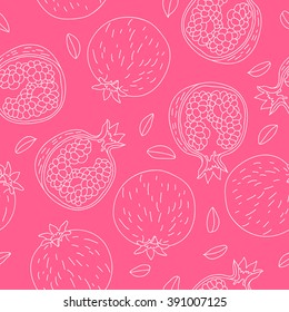 Garnet. Seamless vector pattern on a pink background.