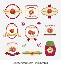 Garnet, set of label design and templates, vector illustration.