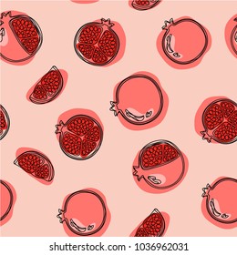 Garnet vector seamless pattern, red garnet. Pomegranate background.