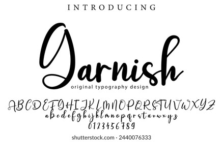 Garnish Font Stylish brush painted an uppercase vector letters, alphabet, typeface