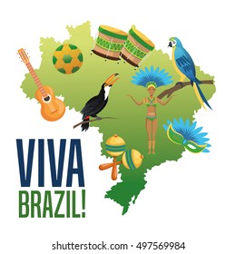 Garota cartoon of brazil and icon set 