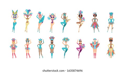 Garotas women from brazil design, Brazilian carnival culture tourism travel south latin america country and traditional theme Vector illustration