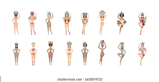 Garotas women from brazil design, Brazilian carnival culture tourism travel south latin america country and traditional theme Vector illustration