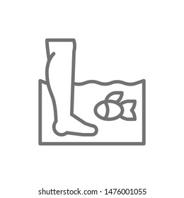 Garra Ruf fish massage, fish spa pedicure line icon.
