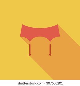 Garter belt icon. Flat vector related icon with long shadow for web and mobile applications. It can be used as - logo, pictogram, icon, infographic element. Vector Illustration.