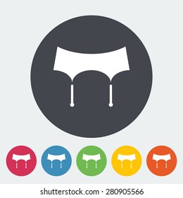Garter belt. Single flat icon on the button. Vector illustration.