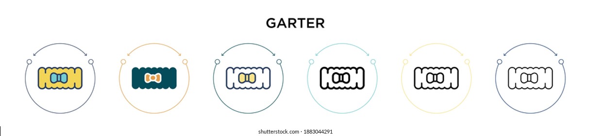 Garter icon in filled, thin line, outline and stroke style. Vector illustration of two colored and black garter vector icons designs can be used for mobile, ui, web