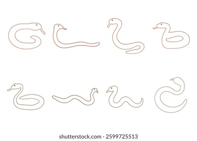 Garter Snake Outline Icon Set
