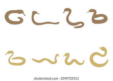 Garter Snake Silhouette Icon Set
