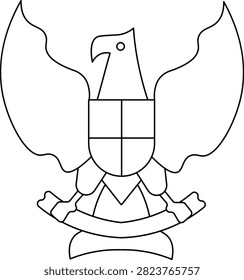 Garuda Emblem Brooch Line Icon