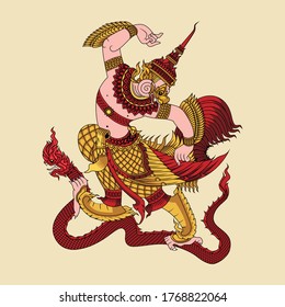 Garuda fly big bird in legend of thai full color vector. emblem of thailand. detailed garuda. Art Graphic images