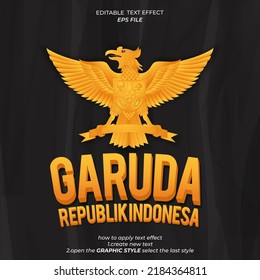 garuda indonesia 3d text effect, font editable, typography. indonesia independence day template