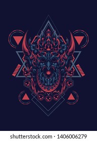 garuda jatayu balinese with sacred geometry pattern
