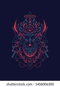 garuda jatayu balinese with sacred geometry pattern