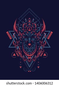 garuda jatayu balinese with sacred geometry pattern