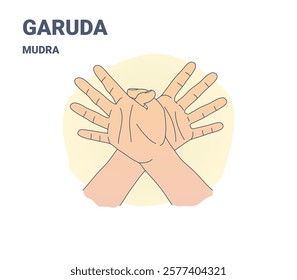 Garuda Mudra symbolizes strength, energy, and balance in yoga and meditation. Perfect for yoga guides, spiritual content, wellness illustrations, and mindfulness resources.