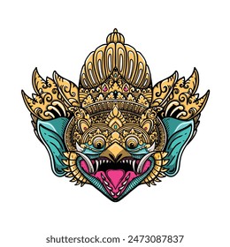 Garuda mythology creature with bali's carving style in full color