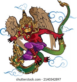 Garuda Naga Thai Style Graphic street art tattoo design sea line thai