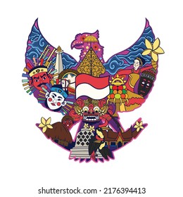 Garuda Pancasila Doodle Vector Concept