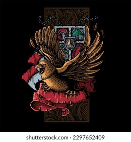 Garuda Pancasila with engraved ornaments