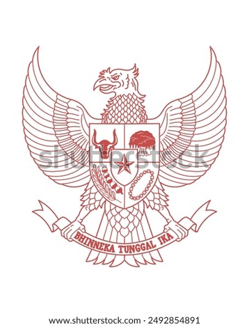 Garuda Pancasila Indonesia National Symbol Vector Outline