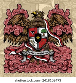 Garuda pancasila Indonesisch Nationalsymbol handgezeichnet im Stil der Illustration