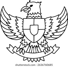 Garuda Pancasila Line Art – Indonesian National Emblem Outline  