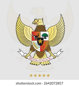 Garuda Pancasila Symbol Of Indonesia Country High detailed golden Indonesia Mascot 