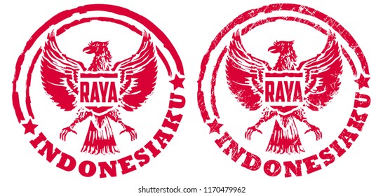  Garuda 'Raya Indonesiaku' means 'My indonesia is great'; in red, circular shape