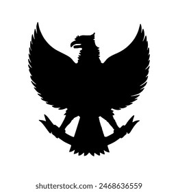 Garuda Silhouette Schwarz Farbe Weiß Hintergrund kann für Pancasila Day Poster verwendet werden