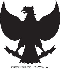 garuda silhouette black color white background can be used for pancasila day poster