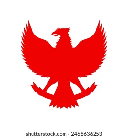 garuda silhouette red color white background can be used for pancasila day poster