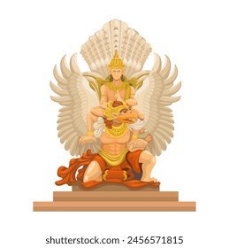 Garuda Wisnu Kencana Figure Balinese Indonesia Culture Cartoon Illustration Vector