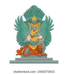 Garuda Wisnu Kencana Monument Landmark From Bali Indonesia Cartoon Illustration Vector