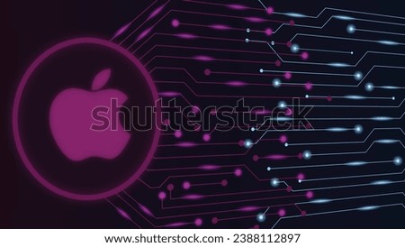 Garut, West Java, Indonesia - 11-14-2023: Sleek and stylish Apple brand background, featuring iconic Apple logos and modern design elements.