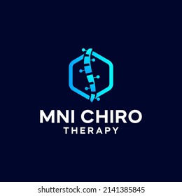 Garut West Java, Indonesia. April 1 2022. MNI Letter Hexagonal Spinal Column For Chiropractic Therapy Logo Design Graphic Concept Vector Illustration