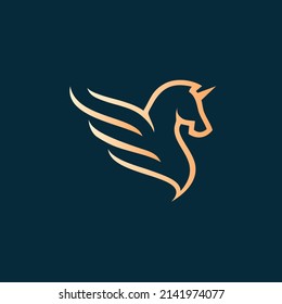 Garut West Java, Indonesia. April 3 2022. Pegasus Horse Elegant Luxury Modern Logo Design Graphic Concept Vector Illustration