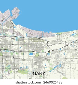 Gary, Indiana, United States map poster art