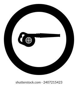 Gas blower air garden equipment petrol sweeping leaves device gasoline blast landscaper operating icon in circle round black color vector illustration image solid outline style