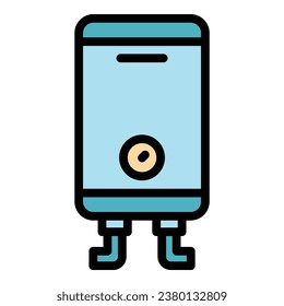 Gas boiler appliance icon outline vector. Energy system. Heater system color flat