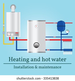 Gas boiler banner. Vector.