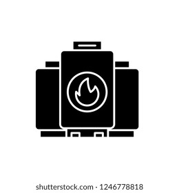 Gas boiler black icon, vector sign on isolated background. Gas boiler concept symbol, illustration 