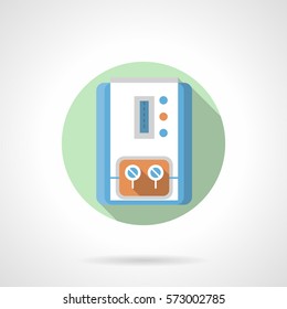 Gas boiler, device with temperature control. Round flat color style icon