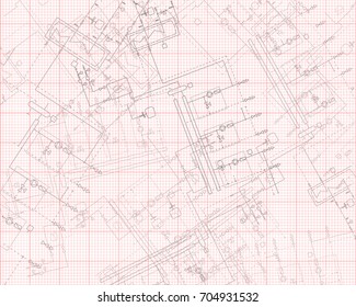 Gas boiler for heating. Heat steamshop vector Illustration. Technical project on graph paper.