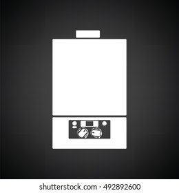 Gas boiler icon. Black background with white. Vector illustration.