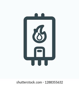 Gas boiler icon, condensing system gas boiler for central house heating vector icon