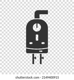 Gas boiler icon in flat style. Heater vector illustration on isolated background. Boiling sign business concept.